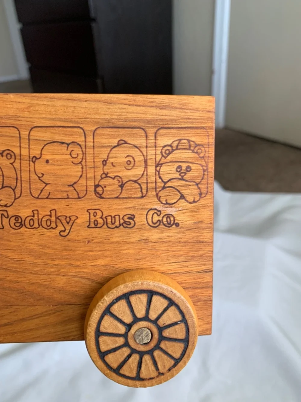 Teddy Bus Co. Wooden Delivery Truck Coin Bank Music Toy Vintage Toystalgia 1988